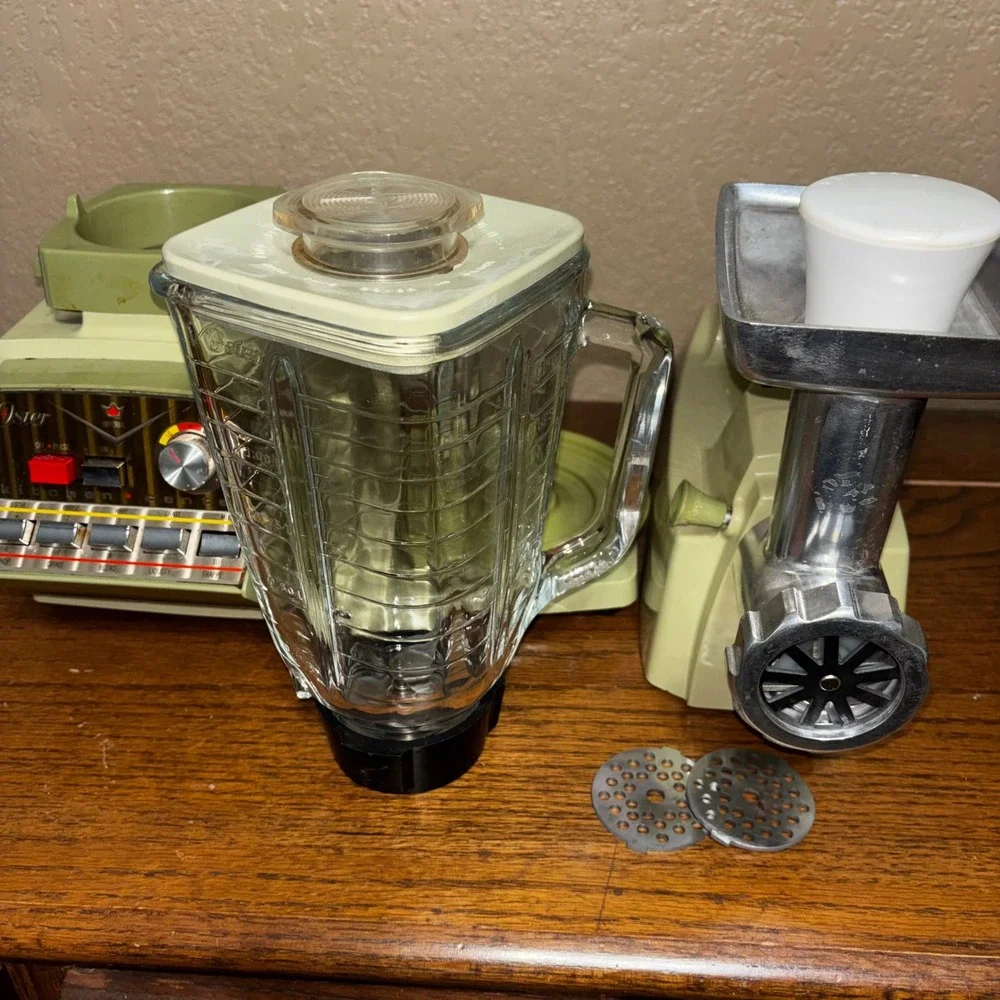 Vintage Oster Imperial Kitchen Avocado‎ Green Blender Food Grinder 10 Speed mcm